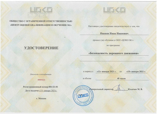 Безопасность дорожного движения