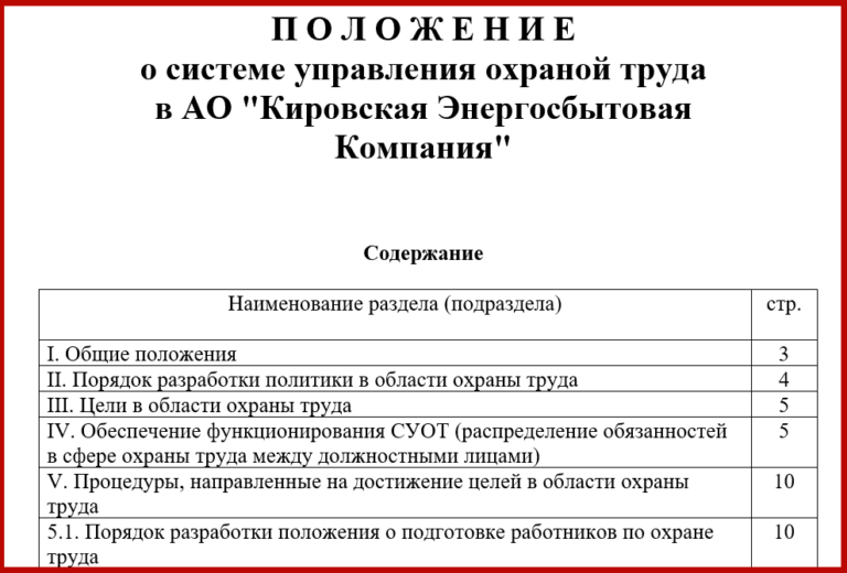 Положение о системе управления охраной труда в школе 2021 в ворде