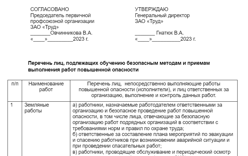 Какие работы относятся к работам повышенной опасности. Часть 1